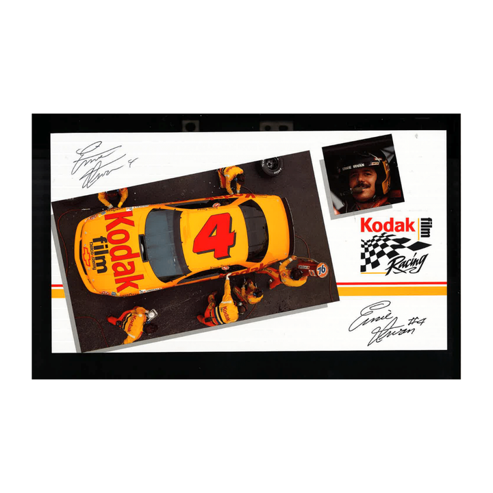 Ernie Irvan Nascar Autographed Signed Kodak Film Racing Overhead Shot Postcard 1