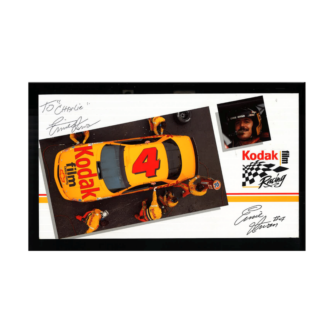 Ernie Irvan Nascar Autographed Signed Kodak Film Racing Overhead Shot Postcard 2