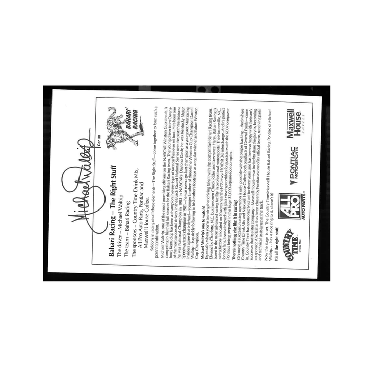 Michael Waltrip Nascar Autographed Signed Yellow Country Time 6x8 Postcard
