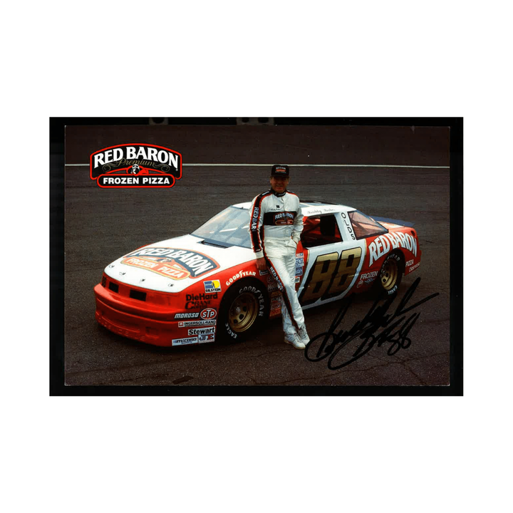Buddy Baker Nascar Autographed Signed Red Baron Frozen Pizza 5x9 Postcard