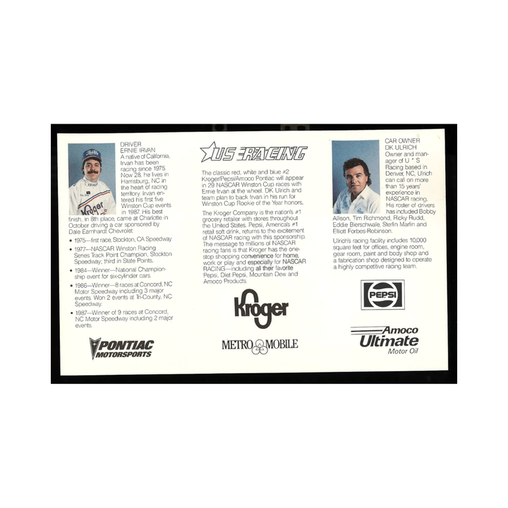 Ernie Johnson Nascar Autographed Signed US Racing Post Card