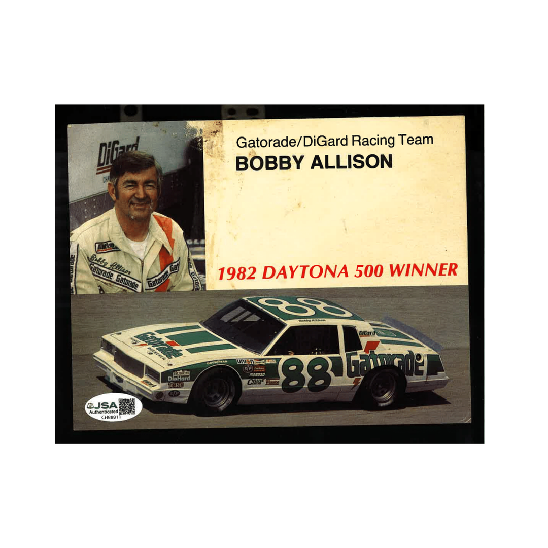 Donnie and Bobby Allison Nascar Autographed Signed 1982 Daytona 500 5x7 Postcard