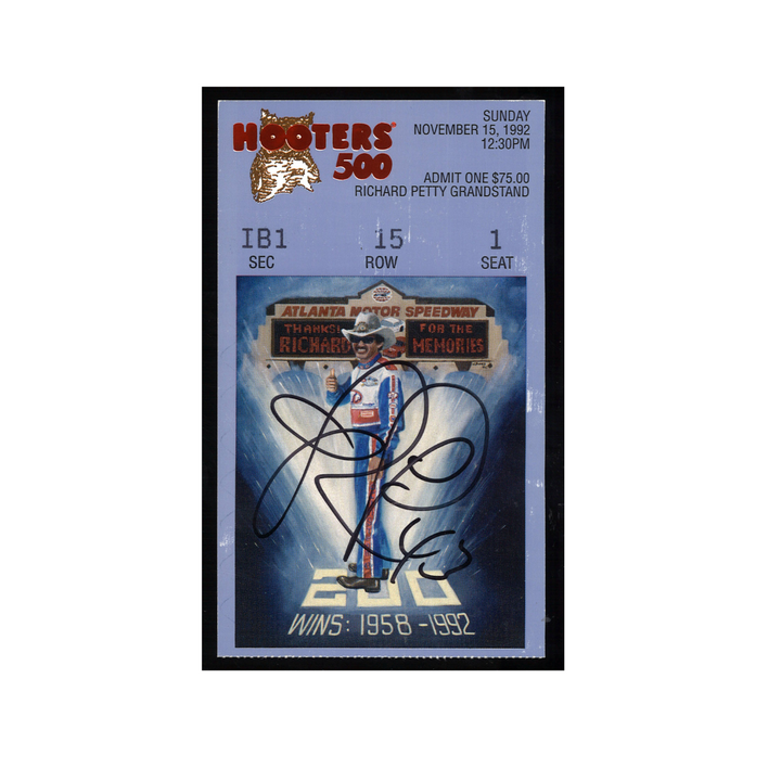 Richard Petty Nascar Autographed Signed STP Hooters 500 1992 Last Race Postcard