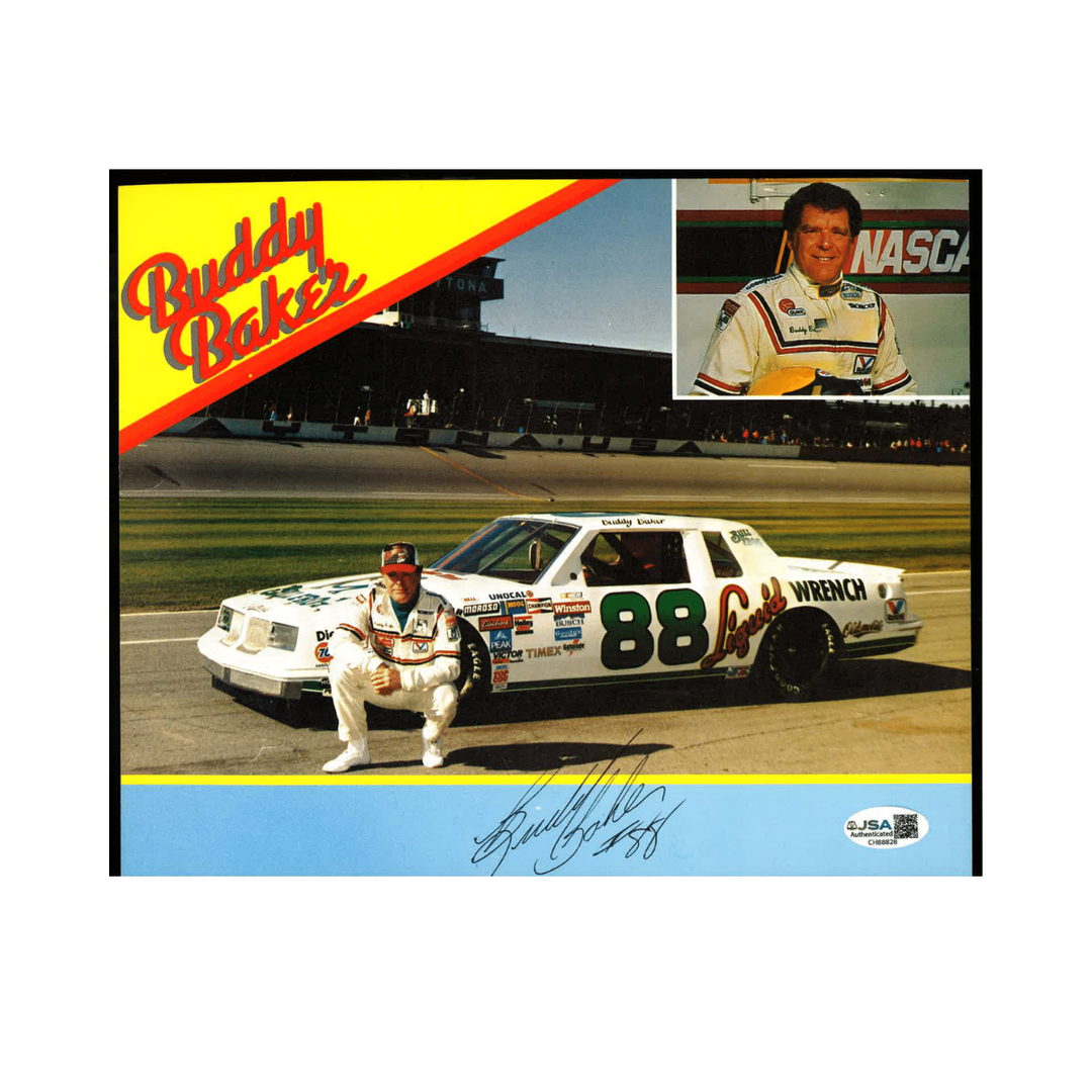 Buddy Baker Nascar Autographed Signed BullFrog 8x10