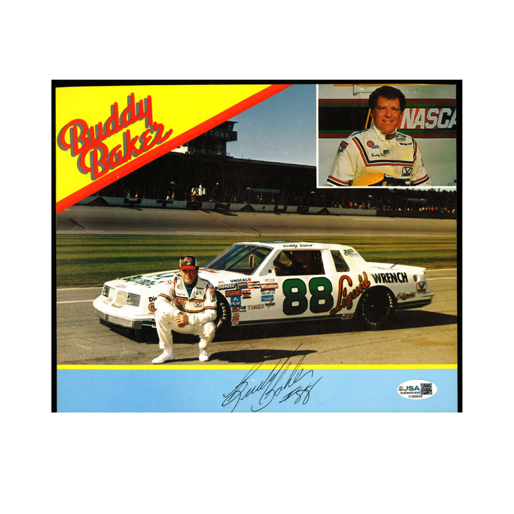 Buddy Baker Nascar Autographed Signed BullFrog 8x10