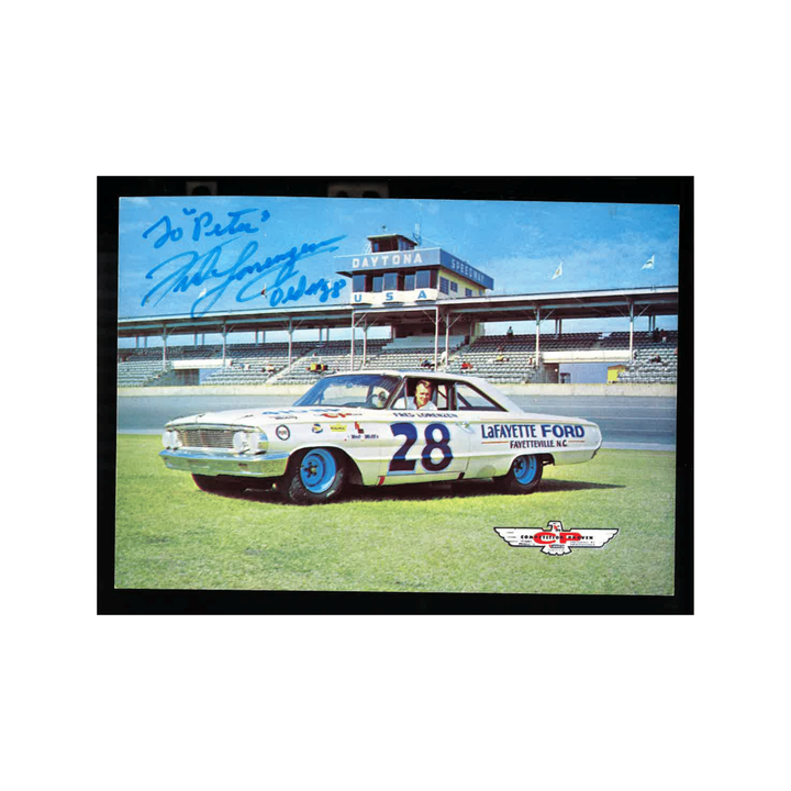Fred Lorenzen Nascar Autographed Signed #28 Ford Car (Inside Car) Postcard