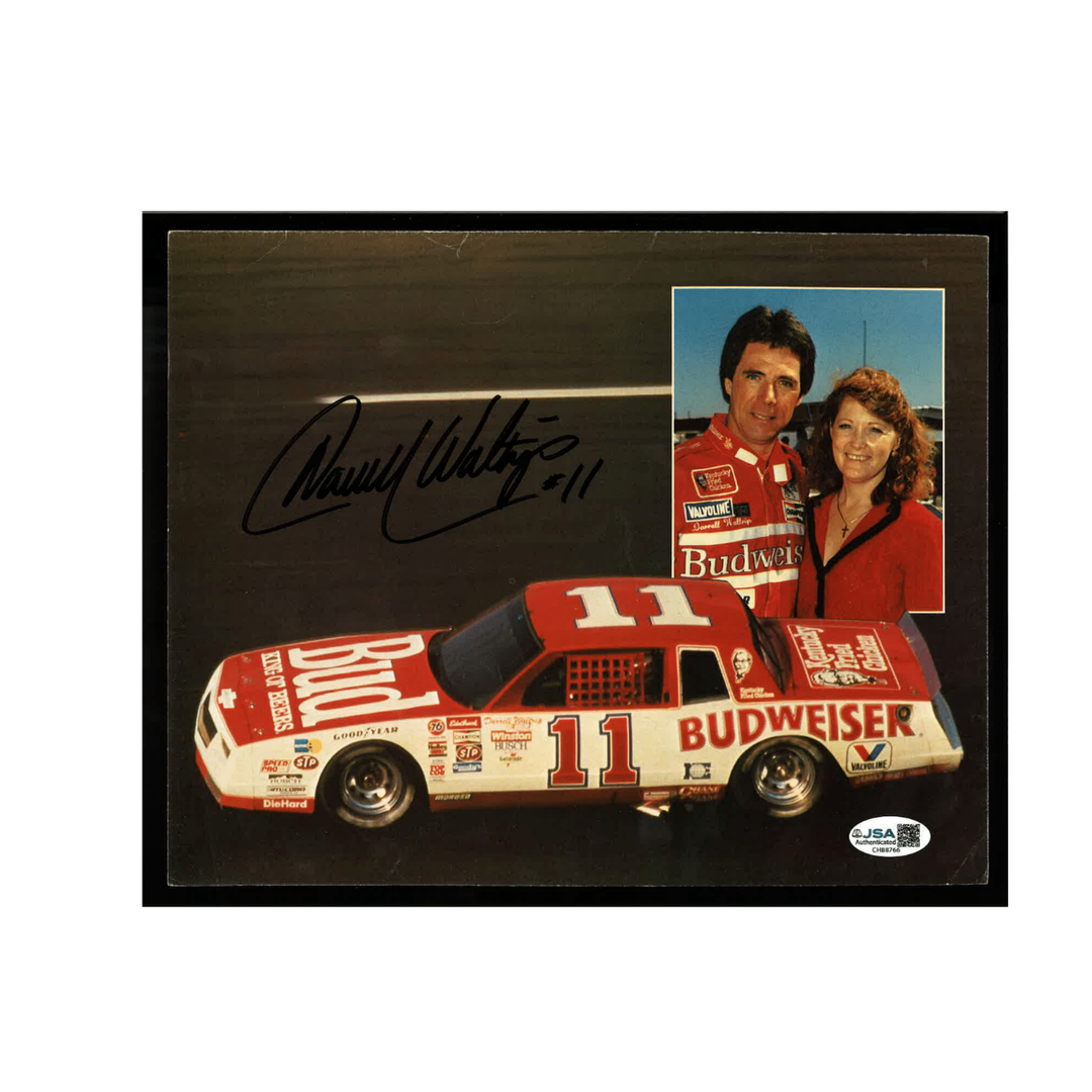 Darrell Waltrip Nascar Autographed Signed Budweiser #11 Car 8x10w/Wife Photo