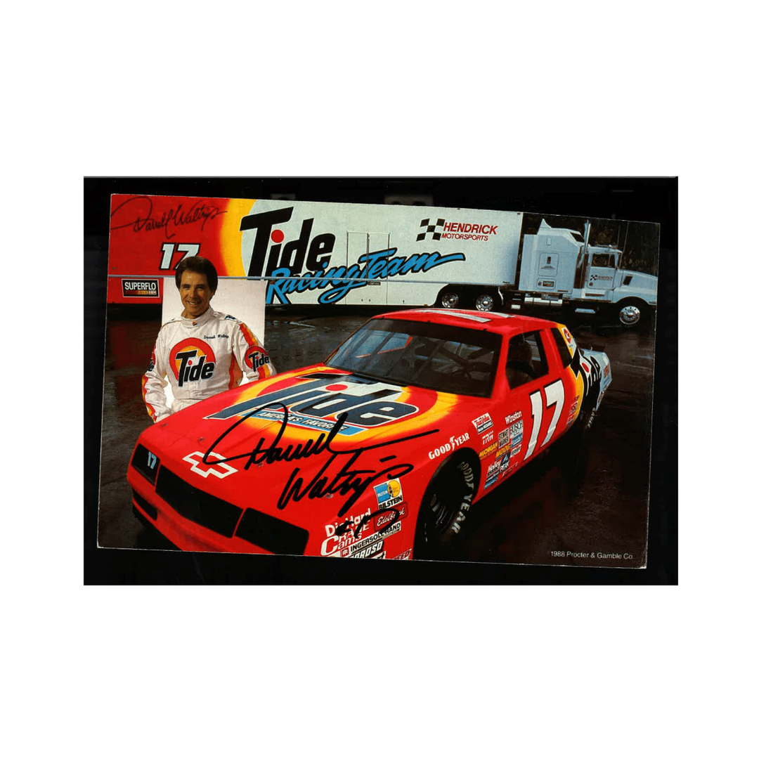 Darrell Waltrip Nascar Autographed Signed Tide Car Posing Behind Postcard