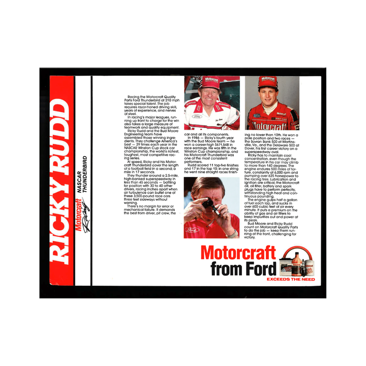 Ricky Rudd Nascar Autographed Signed Motorcraft Racing Full Red Car 8x10 Photo