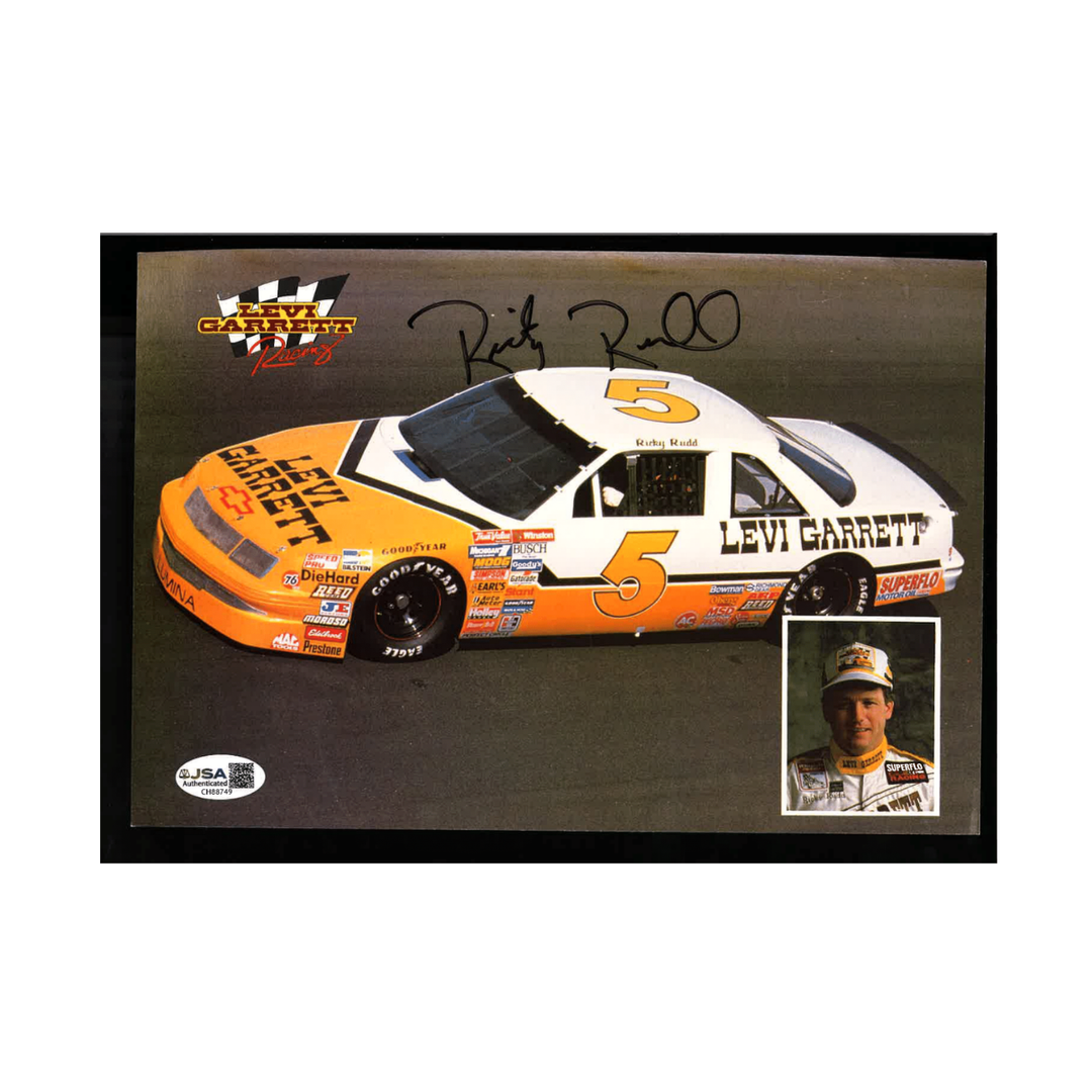 Ricky Rudd Nascar Autographed Signed Levi Garrett Hero Card 6x9 Postcard
