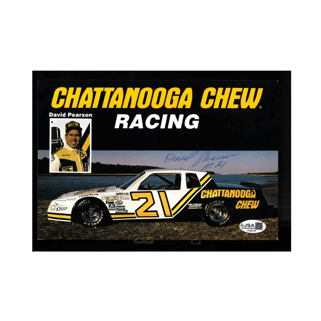 David Pearson Nascar Autographed Signed Chattanooga Chew Racing 6x9 Postcard