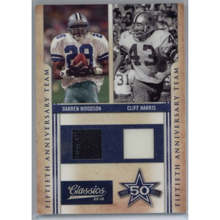 2010 Panini Classics Darren Woodson & Cliff Harris Fiftieth Anniversary Dual Patch Card #15/50 Dallas Cowboys
