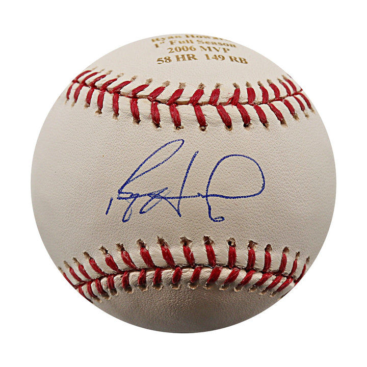 Ryan Howard Philadelphia Phillies Autographed Signed Engraved ROMLB Baseball (Ryan Howard Player Holo)