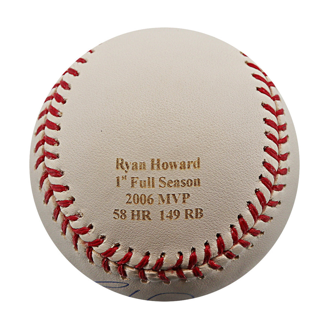 Ryan Howard Philadelphia Phillies Autographed Signed Engraved ROMLB Baseball (Ryan Howard Player Holo)