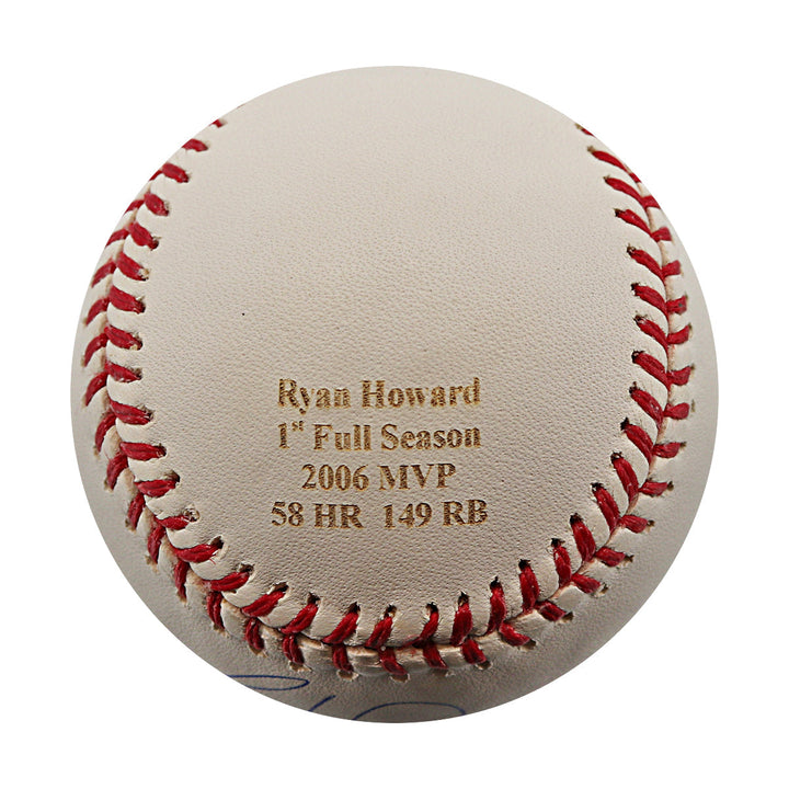 Ryan Howard Philadelphia Phillies Autographed Signed Engraved ROMLB Baseball (Ryan Howard Player Holo)
