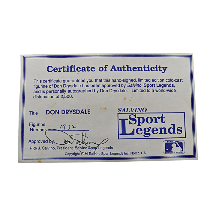Don Drysdale Los Angeles Dodgers Autographed Signed Salvino Figure LE 1732/2500