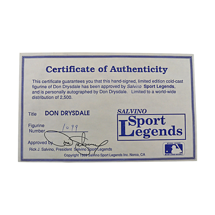Don Drysdale Los Angeles Dodgers Autographed Signed Salvino Figure LE 1099/2500