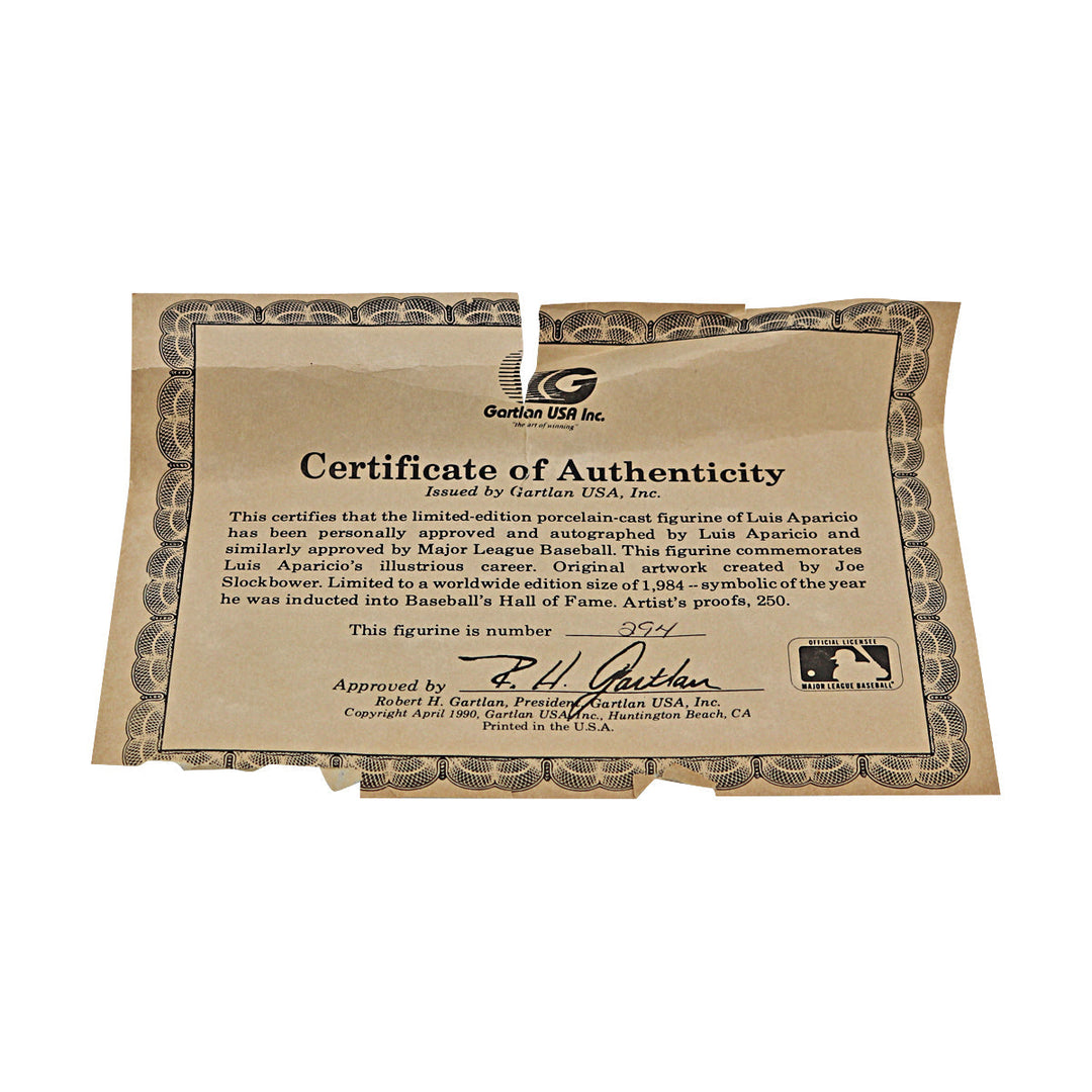Luis Aparicio Chicago White Sox Autographed Signed Gartlan Figure LE 294/1984