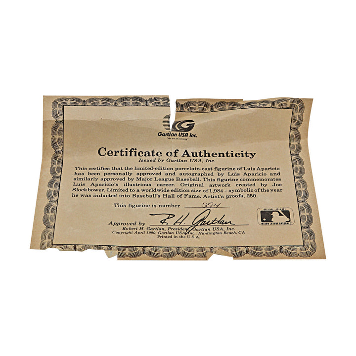 Luis Aparicio Chicago White Sox Autographed Signed Gartlan Figure LE 294/1984