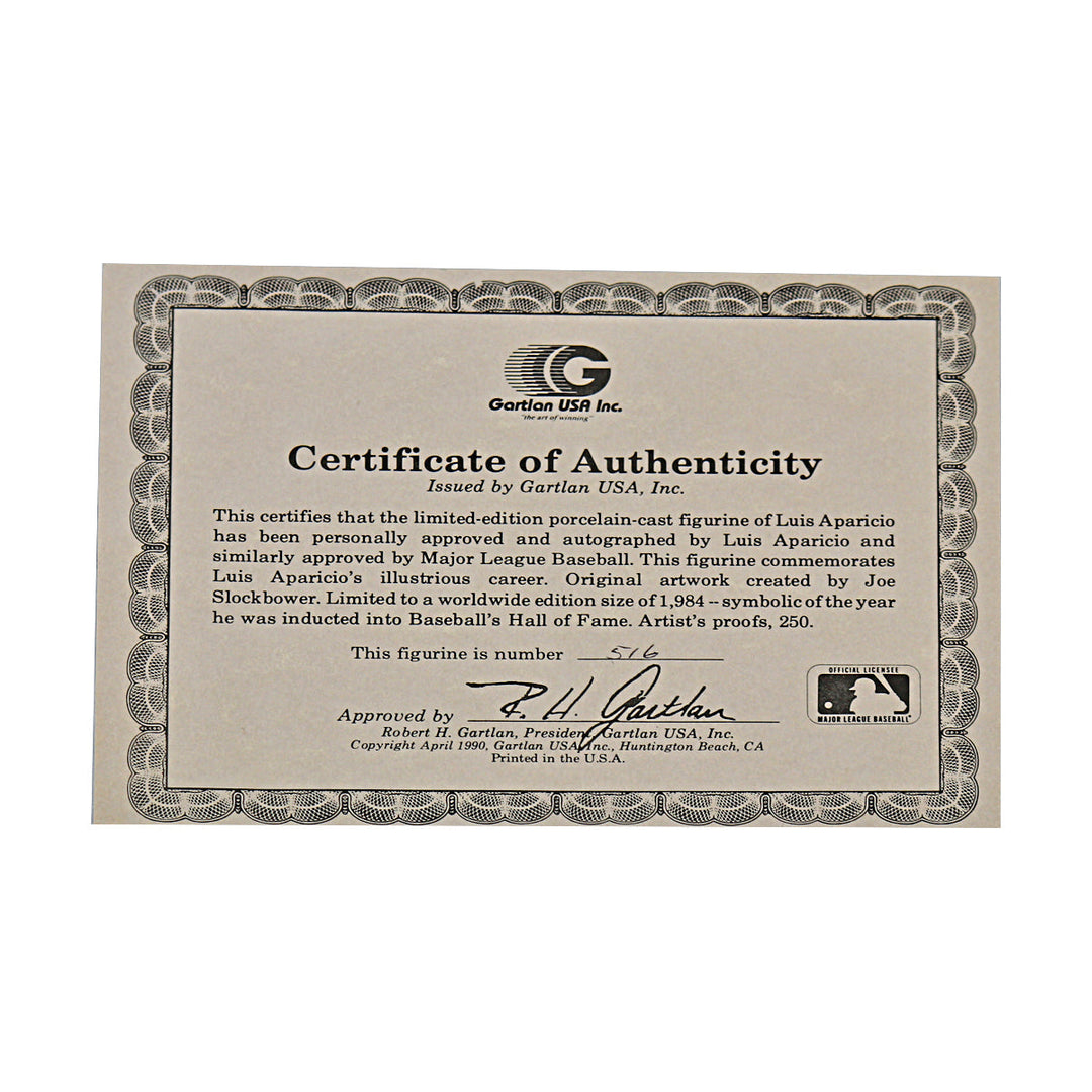 Luis Aparicio Chicago White Sox Autographed Signed Gartlan Figure LE 516/1984