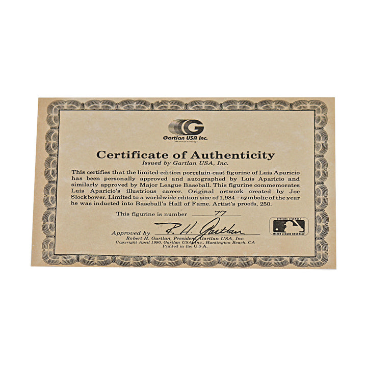 Luis Aparicio Chicago White Sox Autographed Signed Gartlan Figure LE 77/1984
