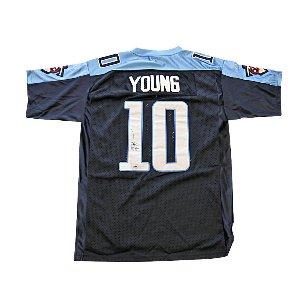 Vince Young Tennessee Titans Autographed Signed Authentic Blue Jersey Size: 50 (PSA)