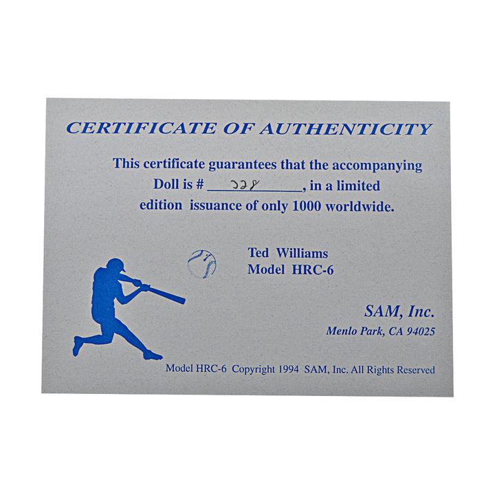 Ted Williams Boston Red Sox 500 Home Run Club SAM Bobblehead #328/1000