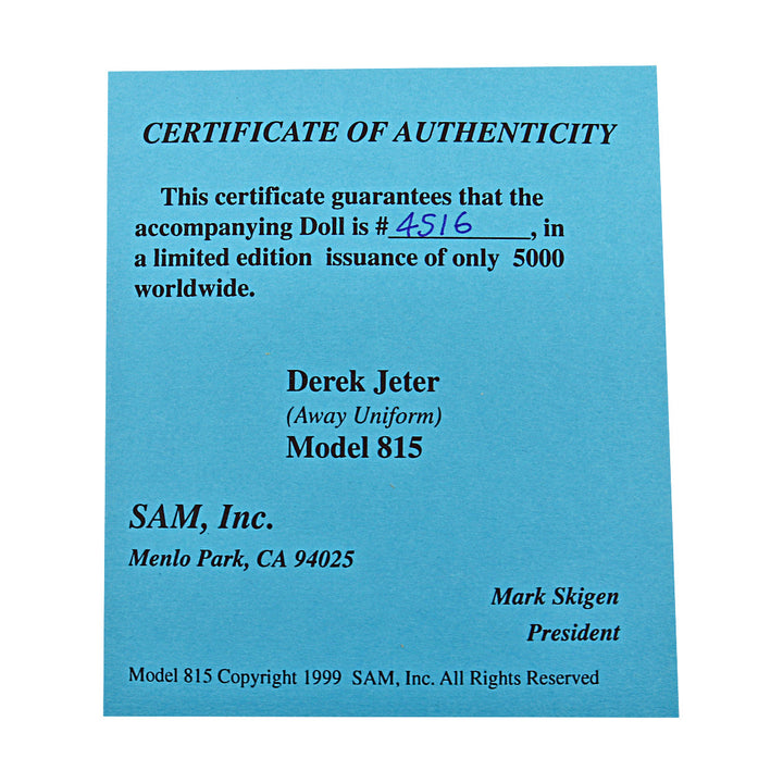 Derek Jeter New York Yankees Gray Jersey SAM Bobblehead #4516/5000