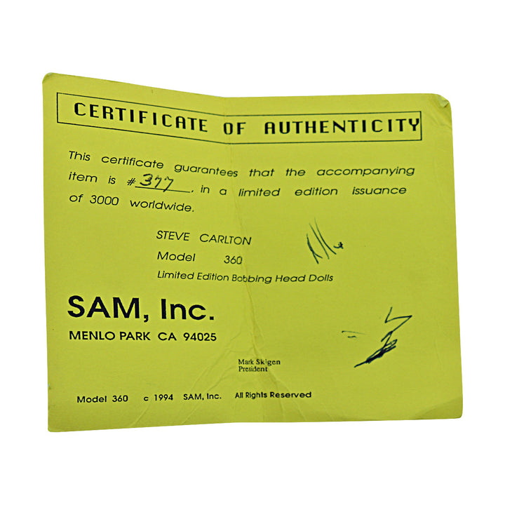 Steve Carlton Philadelphia Phillies SAM Bobblehead #377/3000