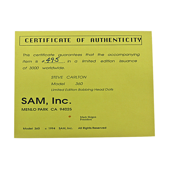 Steve Carlton Philadelphia Phillies SAM Bobblehead #495/3000