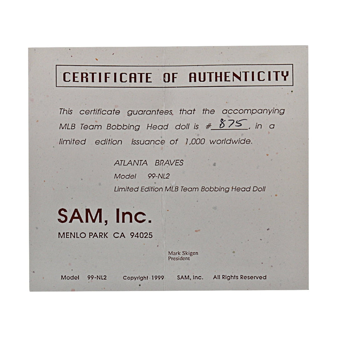 Atlanta Braves SAM Bobblehead #875/1000