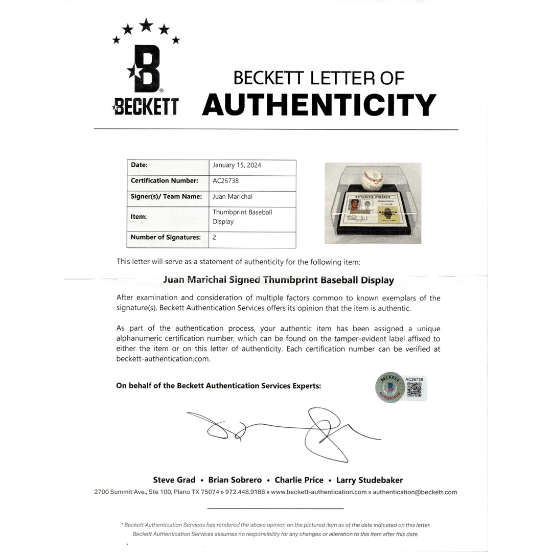 Juan Marichal San Francisco Giants Autographed Signed Sports Print Fingerprint Baseball Case #74/200 (Beckett LOA)