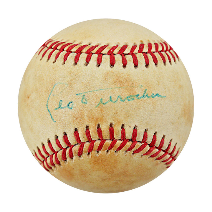 Leo Durocher Dodgers Giants Autographed Signed Chub Feeney ONL Baseball (PSA Holo #U47028)