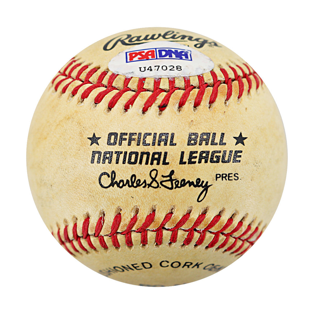 Leo Durocher Dodgers Giants Autographed Signed Chub Feeney ONL Baseball (PSA Holo #U47028)