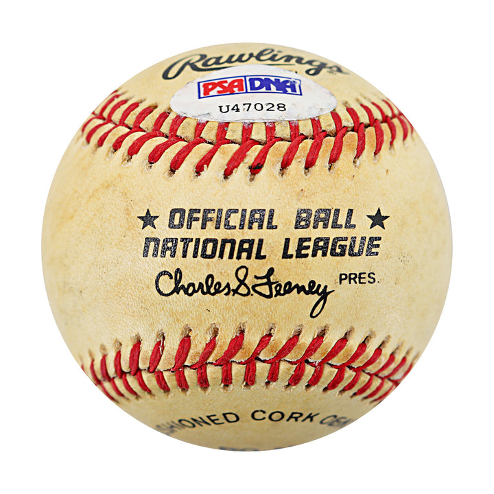 Leo Durocher Dodgers Giants Autographed Signed Chub Feeney ONL Baseball (PSA Holo #U47028)