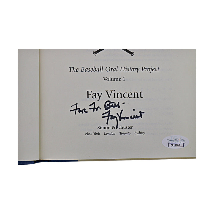Fay Vincent Commissioner Autographed Signed The Only Game In Town Book (JSA COA #CA12760)