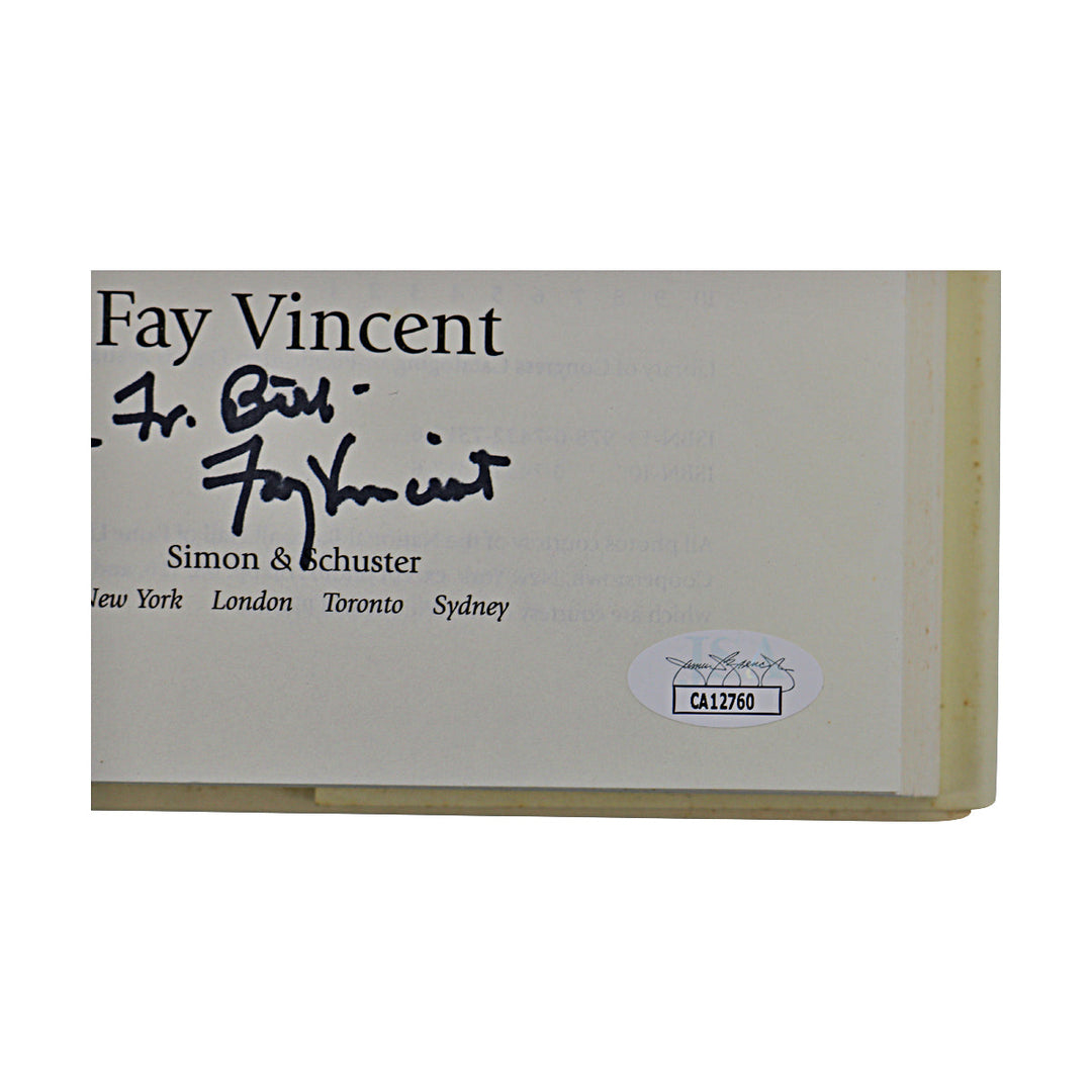 Fay Vincent Commissioner Autographed Signed The Only Game In Town Book (JSA COA #CA12760)