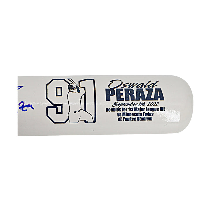 Oswald Peraza New York Yankees Autographed Signed Cooperstown Engraved Bat (JSA COA #WA826880)