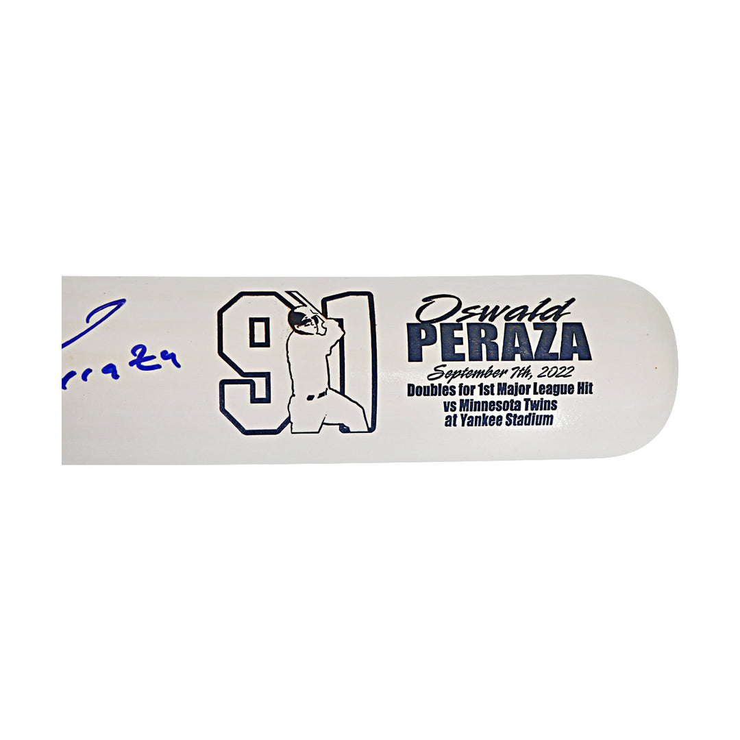 Oswald Peraza New York Yankees Autographed Signed Cooperstown Engraved Bat (JSA COA #WA826879)