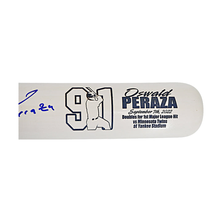 Oswald Peraza New York Yankees Autographed Signed Cooperstown Engraved Bat (JSA COA #WA826879)
