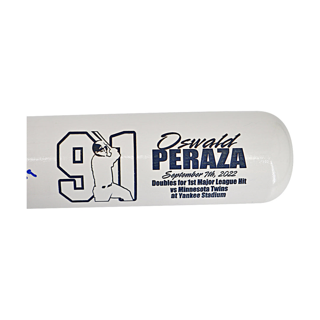 Oswald Peraza New York Yankees Autographed Signed Cooperstown Engraved Bat (JSA COA #WA826860)