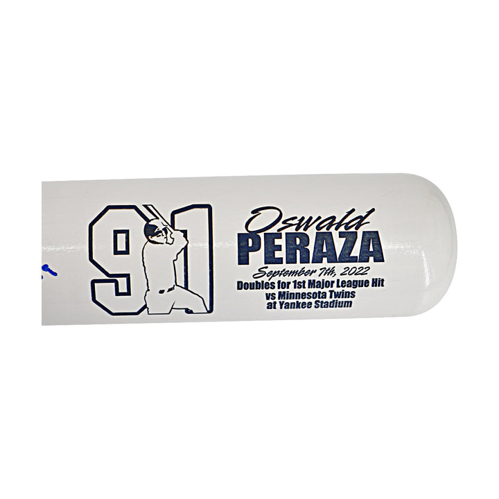 Oswald Peraza New York Yankees Autographed Signed Cooperstown Engraved Bat (JSA COA #WA826860)