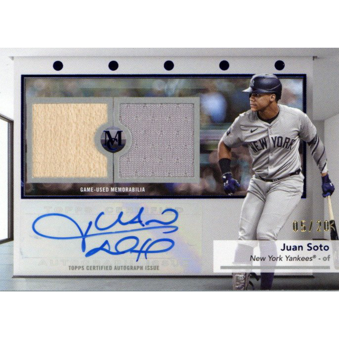 Juan Soto New York Yankees 2024 Topps Museum Signature Swatches Dual Relic Autographs Sapphire #5/20