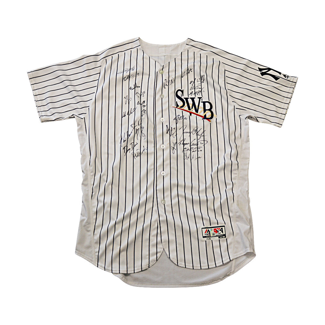 2019 Scranton/Wilkes-Barre RailRiders Team Signed Home Pinstripe Jersey (Beckett & Steiner Auth)