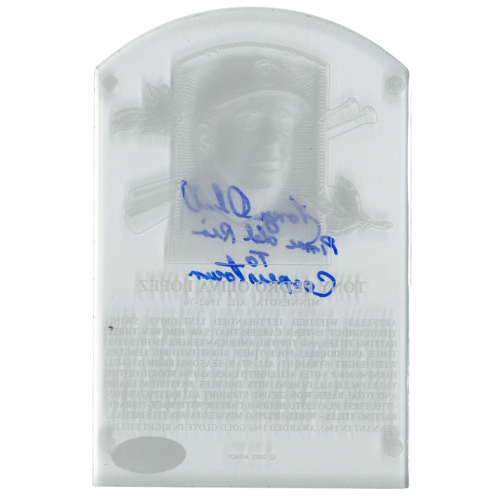 Tony Oliva Minnesota Twins Autographed Signed Inscribed Acrylic Hall of Fame Plaque (JSA COA #WB421115)