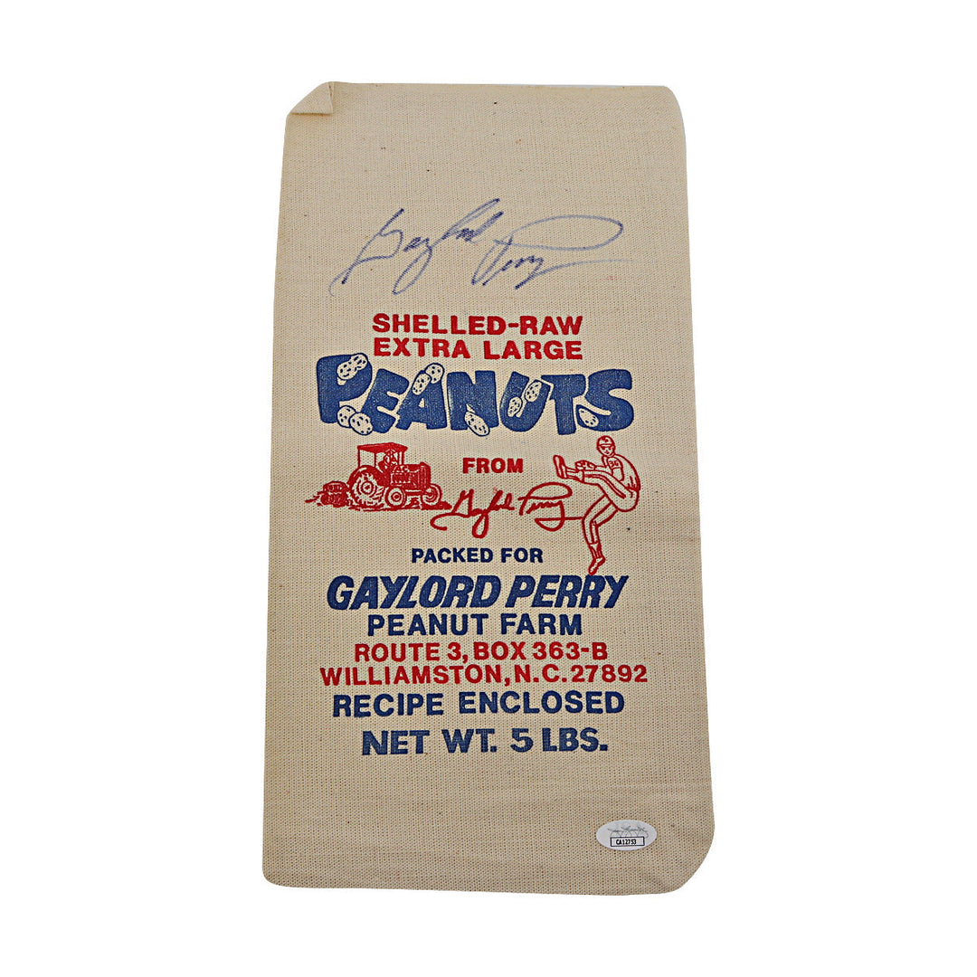 Gaylord Perry San Francisco Giants Autographed Signed Peanuts Bag (JSA COA #CA12753)