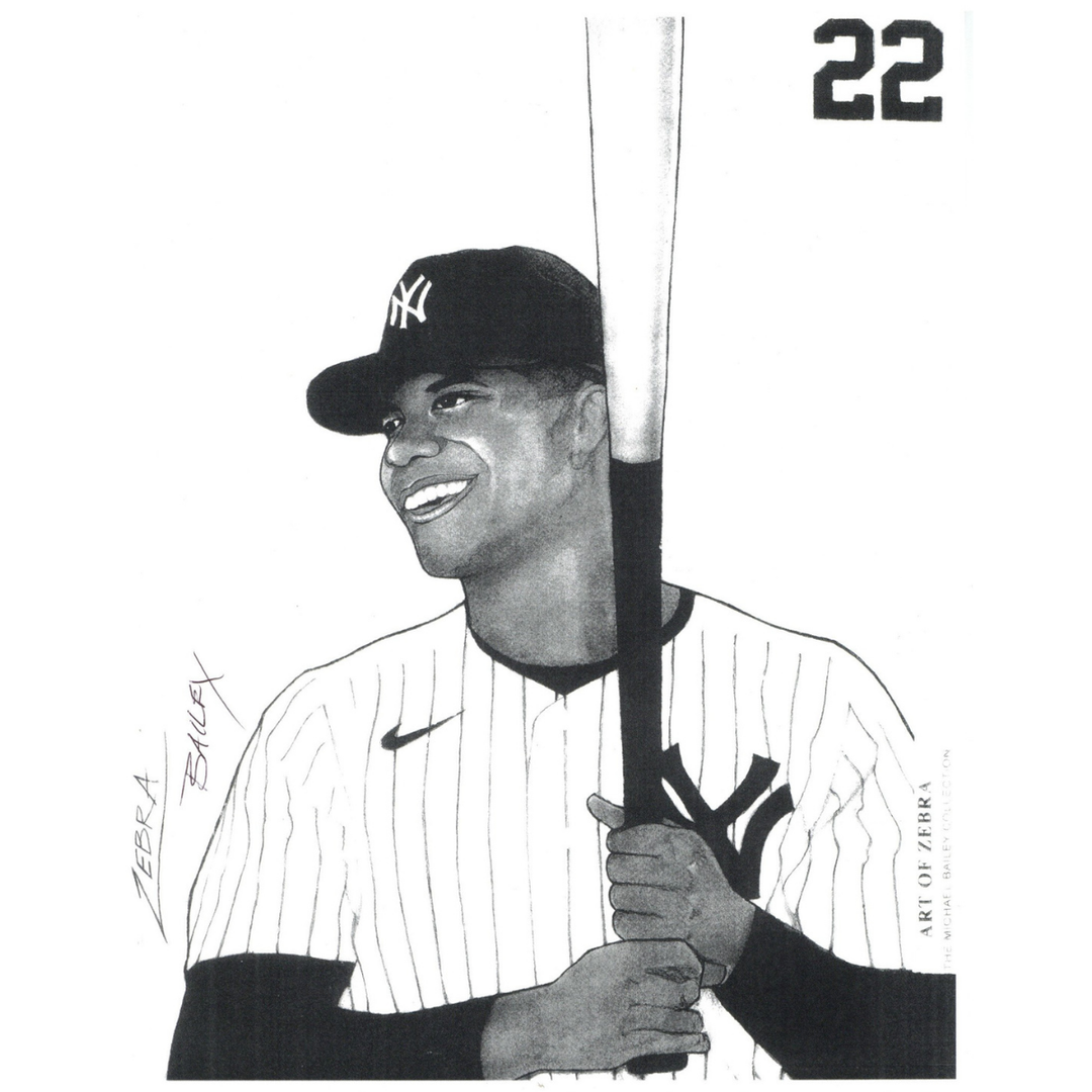 Juan Soto New York Yankees 8.510.5 Art Of Zebra Lithograph By Michael Bailey