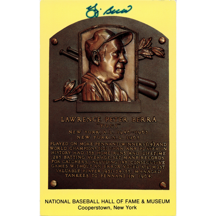 Yogi Berra New York Yankees Autographed Signed Hall Of Fame Postcard (JSA COA #GG66669)