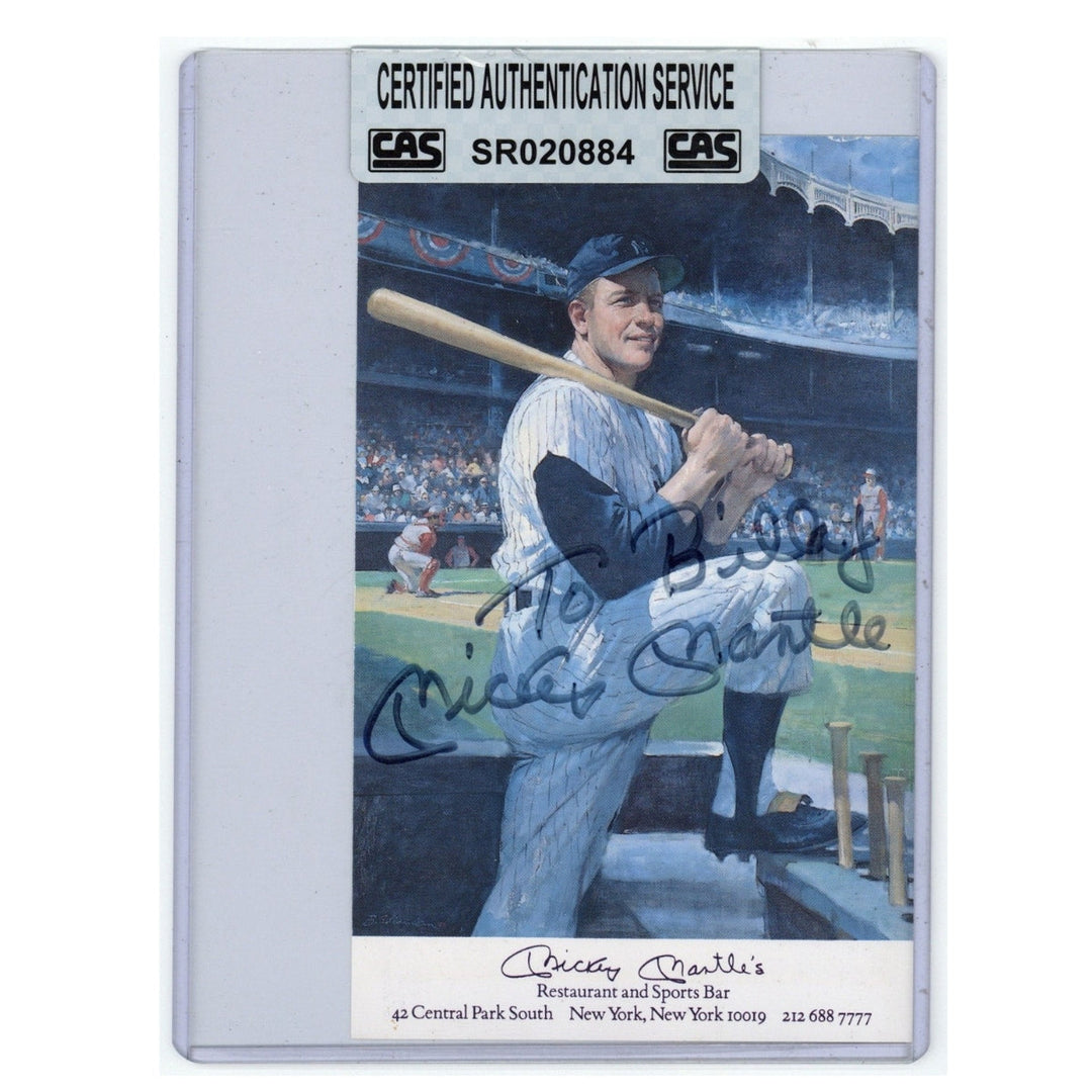 Mickey Mantle New York Yankees Autographed Signed Personalized Restaurant Card (JSA LOA #ZZ25674)