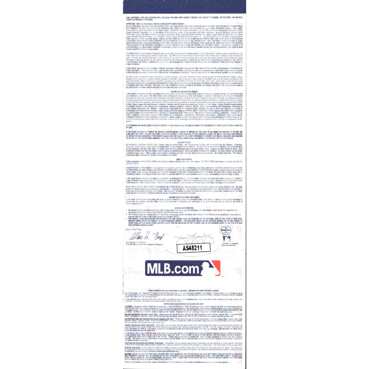 CC Sabathia New York Yankees Autographed Signed 2009 ALDS Game 1 Ticket (JSA Holo #AS48211)